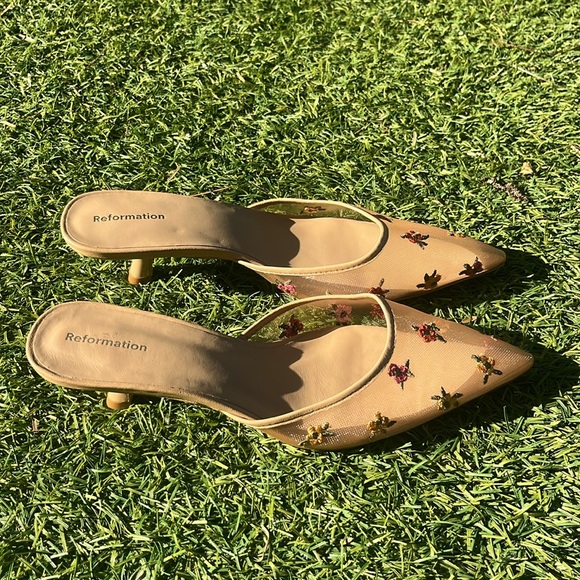 NWT Reformation Wilda Pointed Toe Kitten Mule - Picture 10 of 14